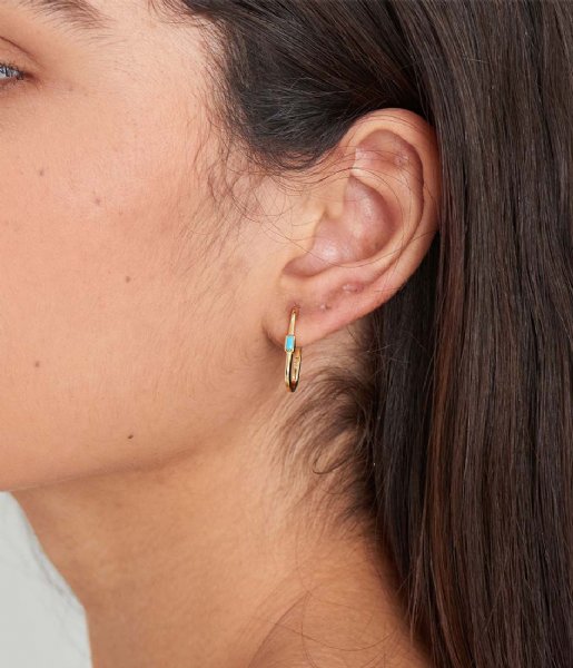 Ania Haie  Turquoise Oval Hoop Earrings Gold